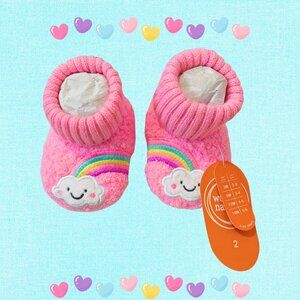 Wonder Nation Rainbow Cloud Baby Slippers 3M & 18M NWT Pink Cozy Kawaii Gift